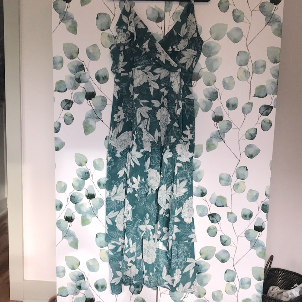 Tropical Asymmetrical Dress with ruffle